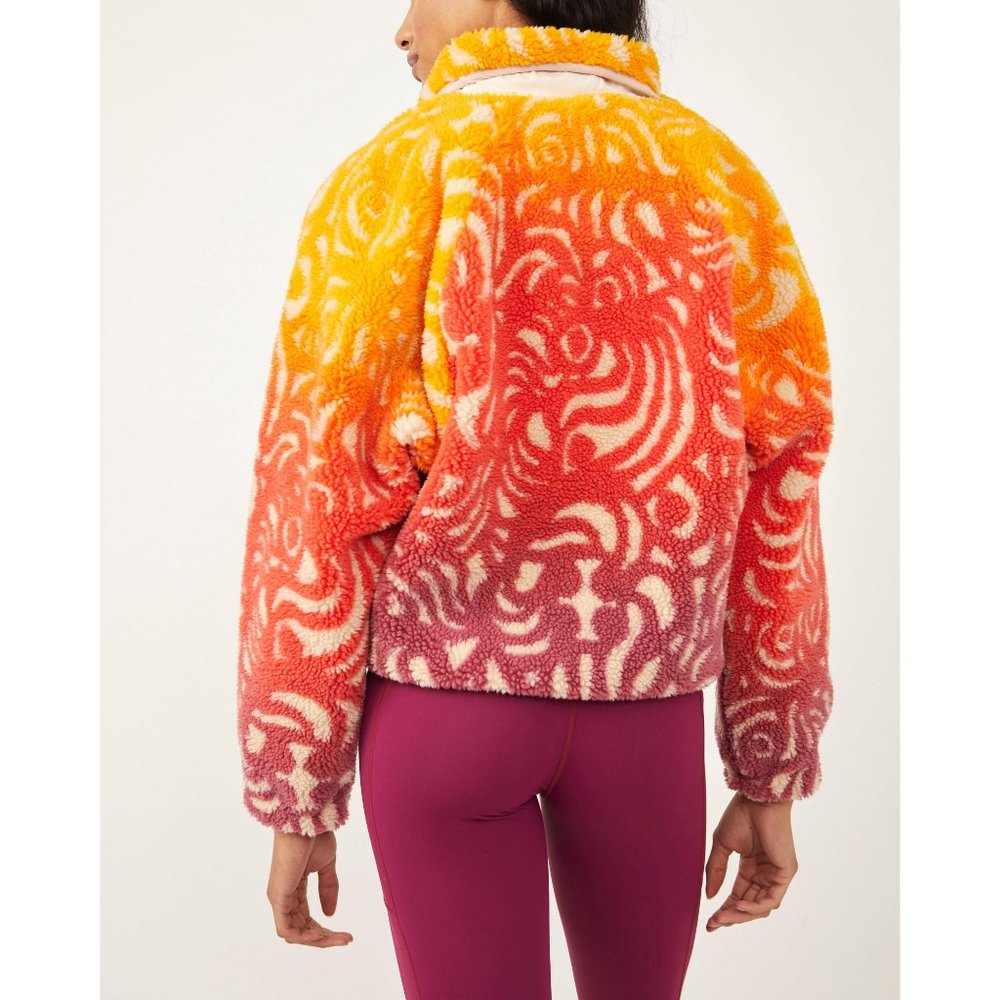 FP Movement by Free People Gradient Teddy Jacket in Orange, Pink, Cream - Picture 6 of 10